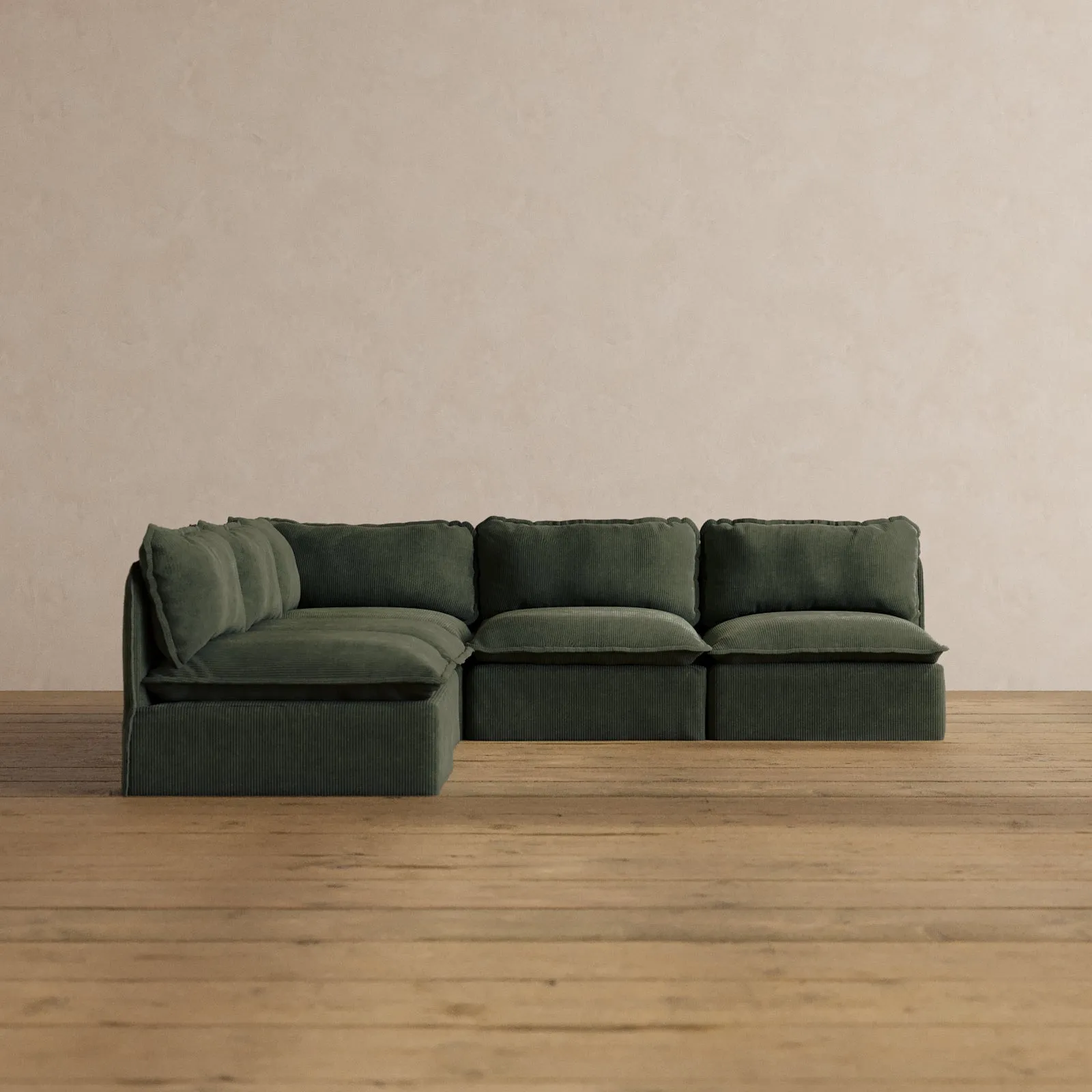 Slipcover Only - Modular Washable 5-Seater Open-Ends Corner Sectional in Olivine