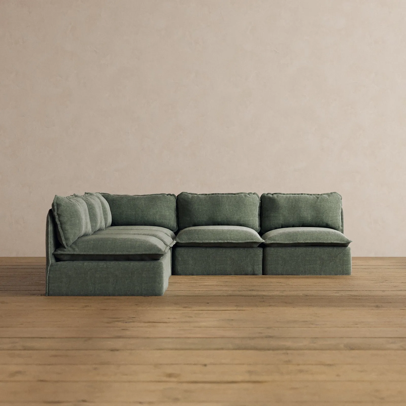 Slipcover Only - Modular Washable 5-Seater Open-Ends Corner Sectional in Willow
