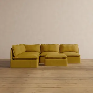 Slipcover Only - Modular Washable 5-Seater Open-Ends Corner Sectional   Ottoman in Kiiro