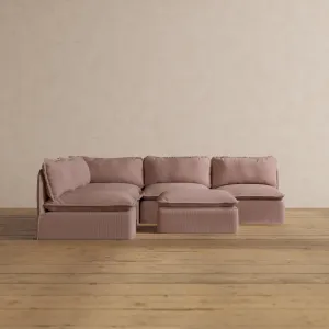 Slipcover Only - Modular Washable 5-Seater Open-Ends Corner Sectional   Ottoman in Sakura