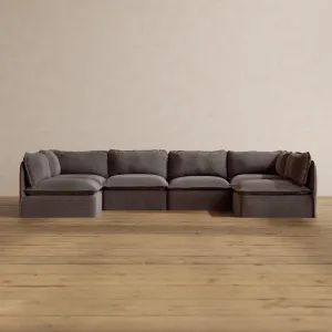 Slipcover Only - Modular Washable 6-Seater Open-Ends U-Sectional in Caviar