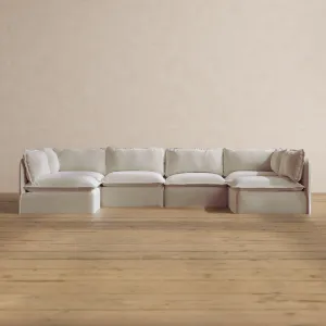 Slipcover Only - Modular Washable 6-Seater Open-Ends U-Sectional in Coco