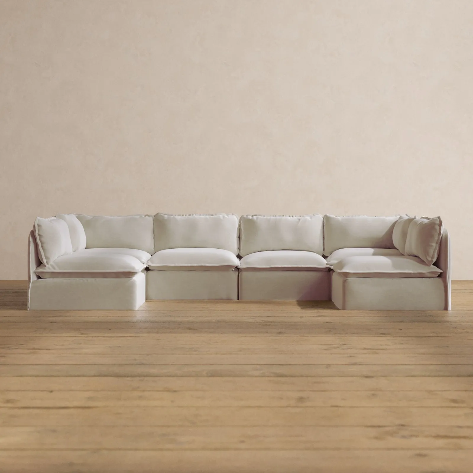 Slipcover Only - Modular Washable 6-Seater Open-Ends U-Sectional in Coco