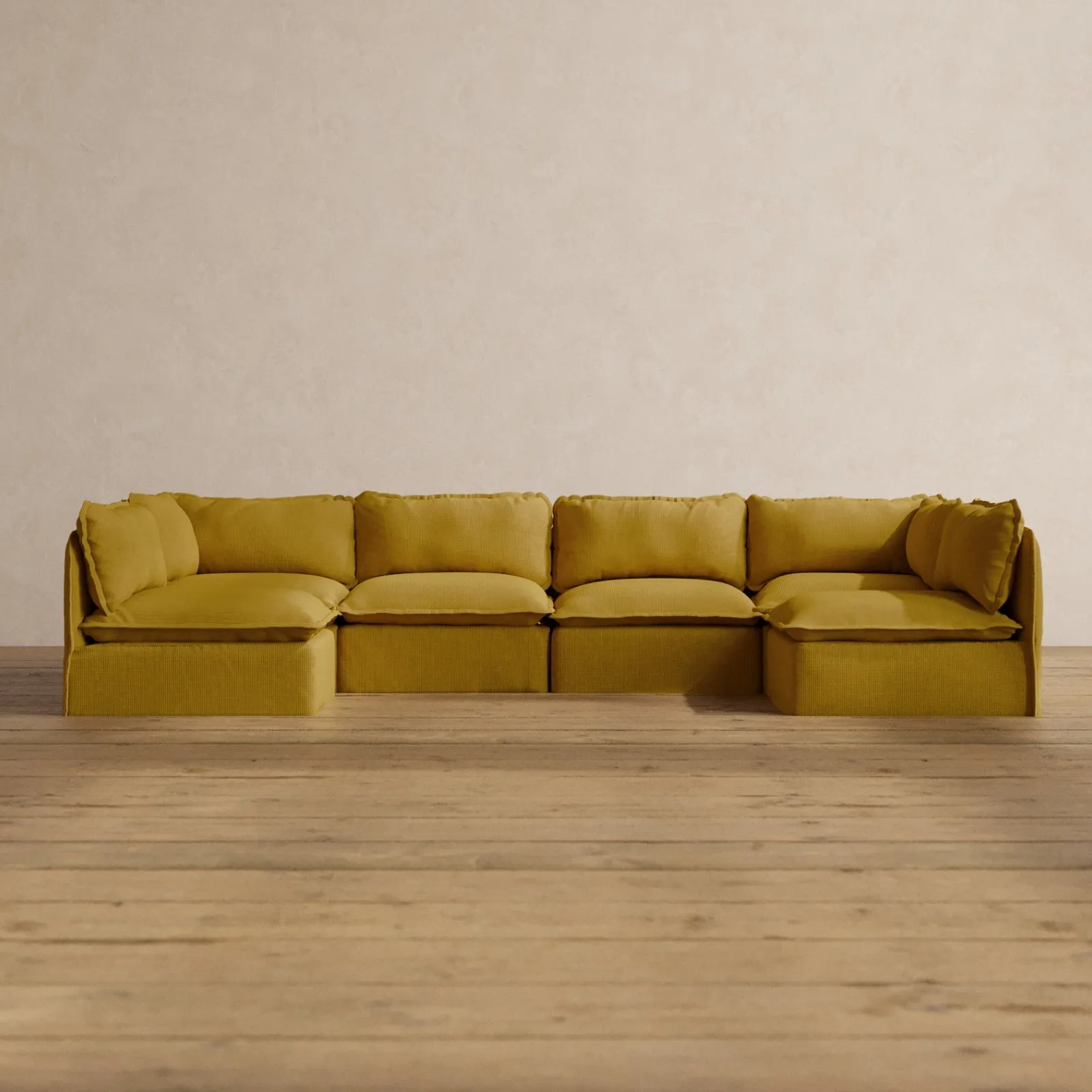 Slipcover Only - Modular Washable 6-Seater Open-Ends U-Sectional in Kiiro