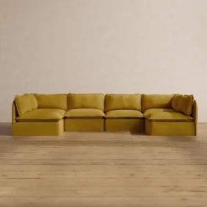 Slipcover Only - Modular Washable 6-Seater Open-Ends U-Sectional in Kiiro