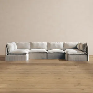 Slipcover Only - Modular Washable 6-Seater Open-Ends U-Sectional in Milk