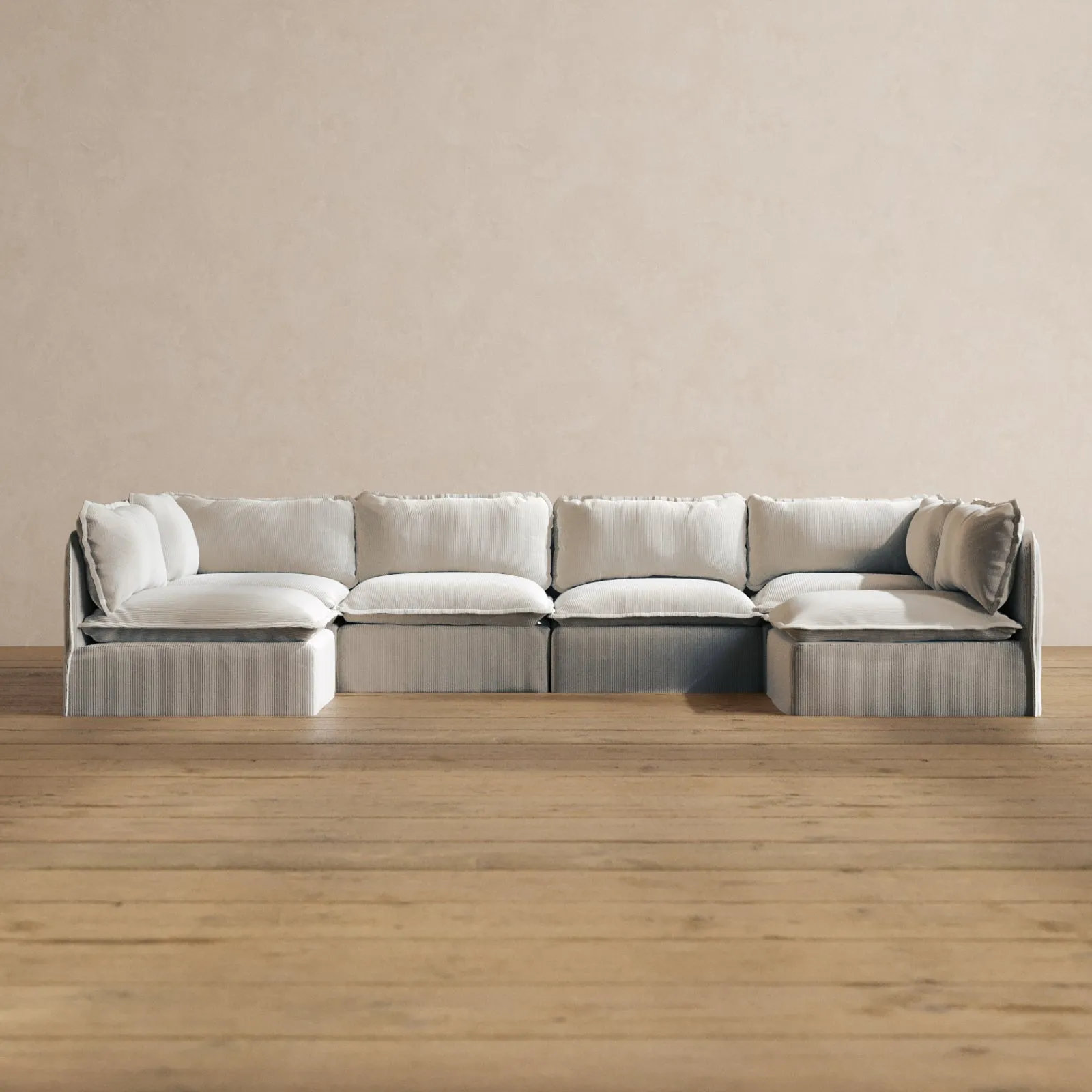 Slipcover Only - Modular Washable 6-Seater Open-Ends U-Sectional in Milk