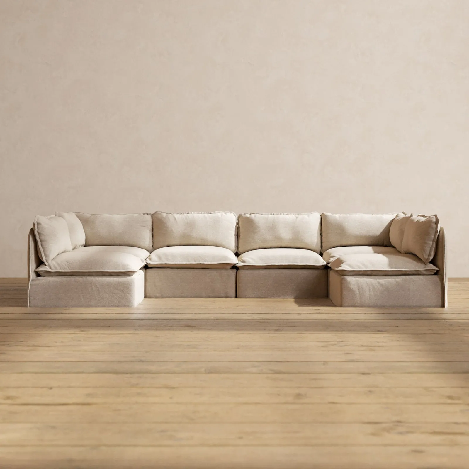 Slipcover Only - Modular Washable 6-Seater Open-Ends U-Sectional in Oat