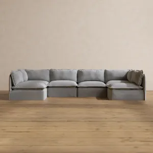Slipcover Only - Modular Washable 6-Seater Open-Ends U-Sectional in Pumice