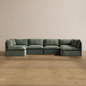 Slipcover Only - Modular Washable 6-Seater Open-Ends U-Sectional in Willow