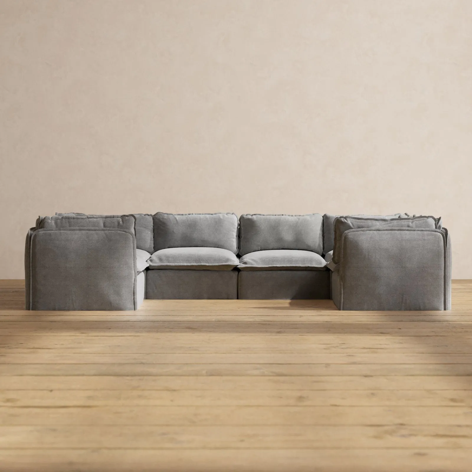 Slipcover Only - Modular Washable 6-Seater U-Sectional in Ash