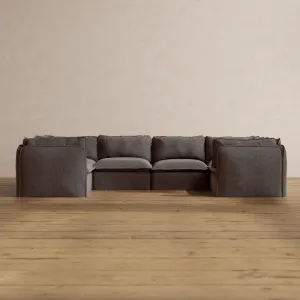 Slipcover Only - Modular Washable 6-Seater U-Sectional in Caviar