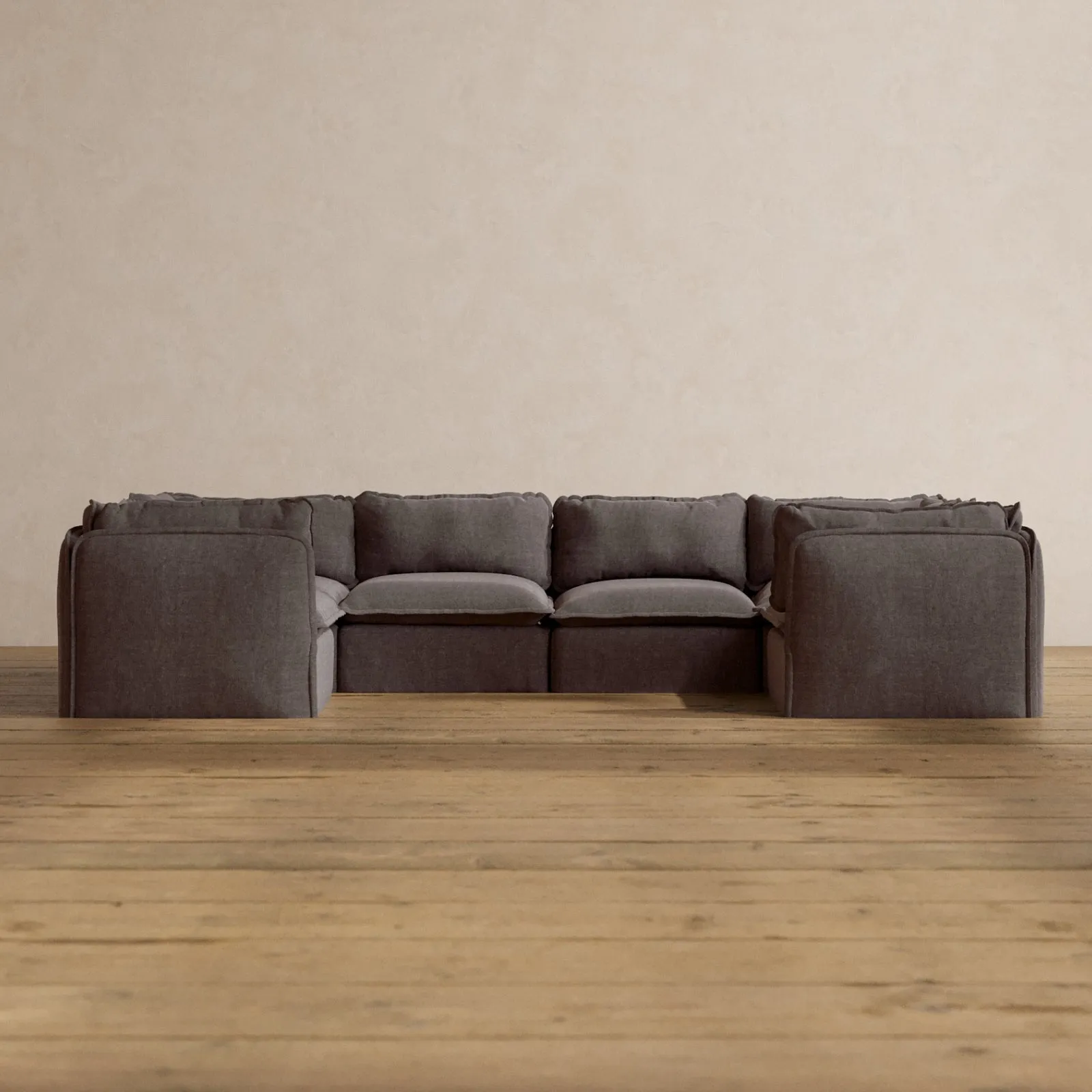 Slipcover Only - Modular Washable 6-Seater U-Sectional in Caviar