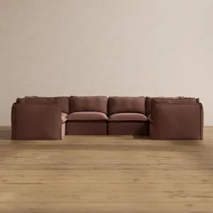 Slipcover Only - Modular Washable 6-Seater U-Sectional in Chestnut