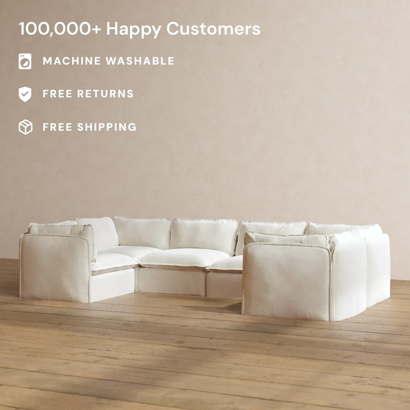 Slipcover Only - Modular Washable 6-Seater U-Sectional in Coco