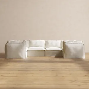 Slipcover Only - Modular Washable 6-Seater U-Sectional in Eggshell