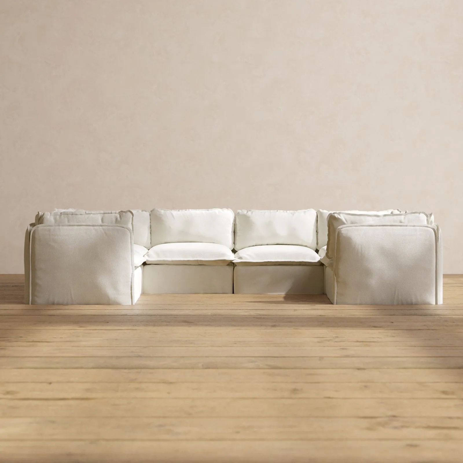 Slipcover Only - Modular Washable 6-Seater U-Sectional in Eggshell