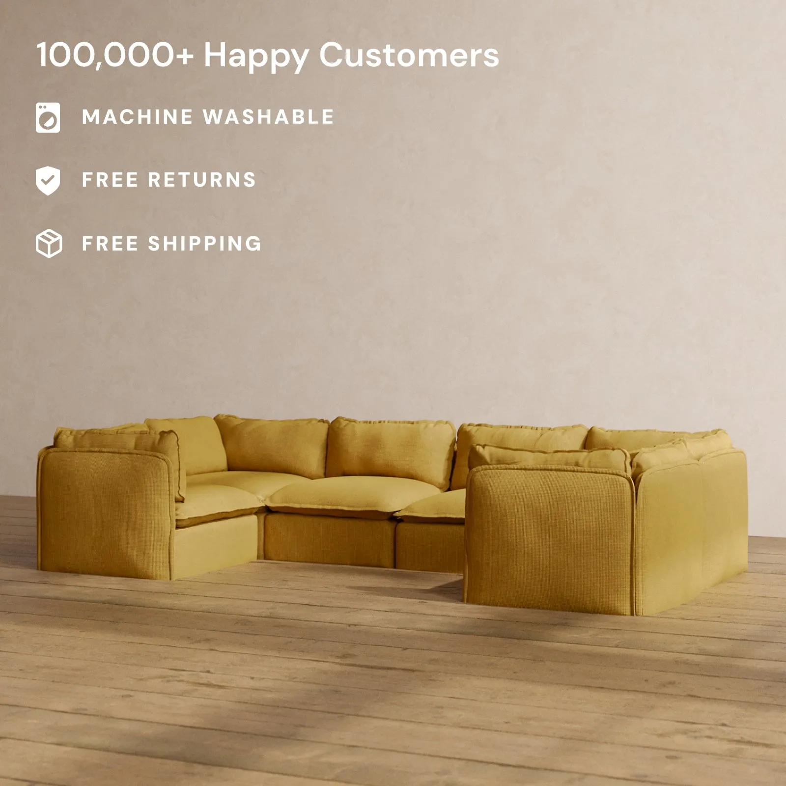 Slipcover Only - Modular Washable 6-Seater U-Sectional in Kiiro