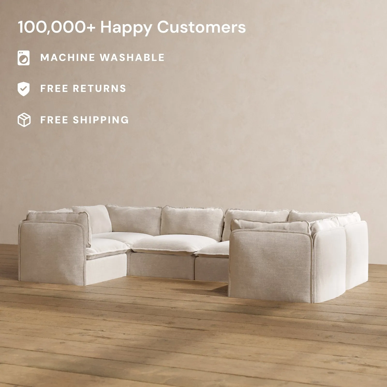 Slipcover Only - Modular Washable 6-Seater U-Sectional in Mist