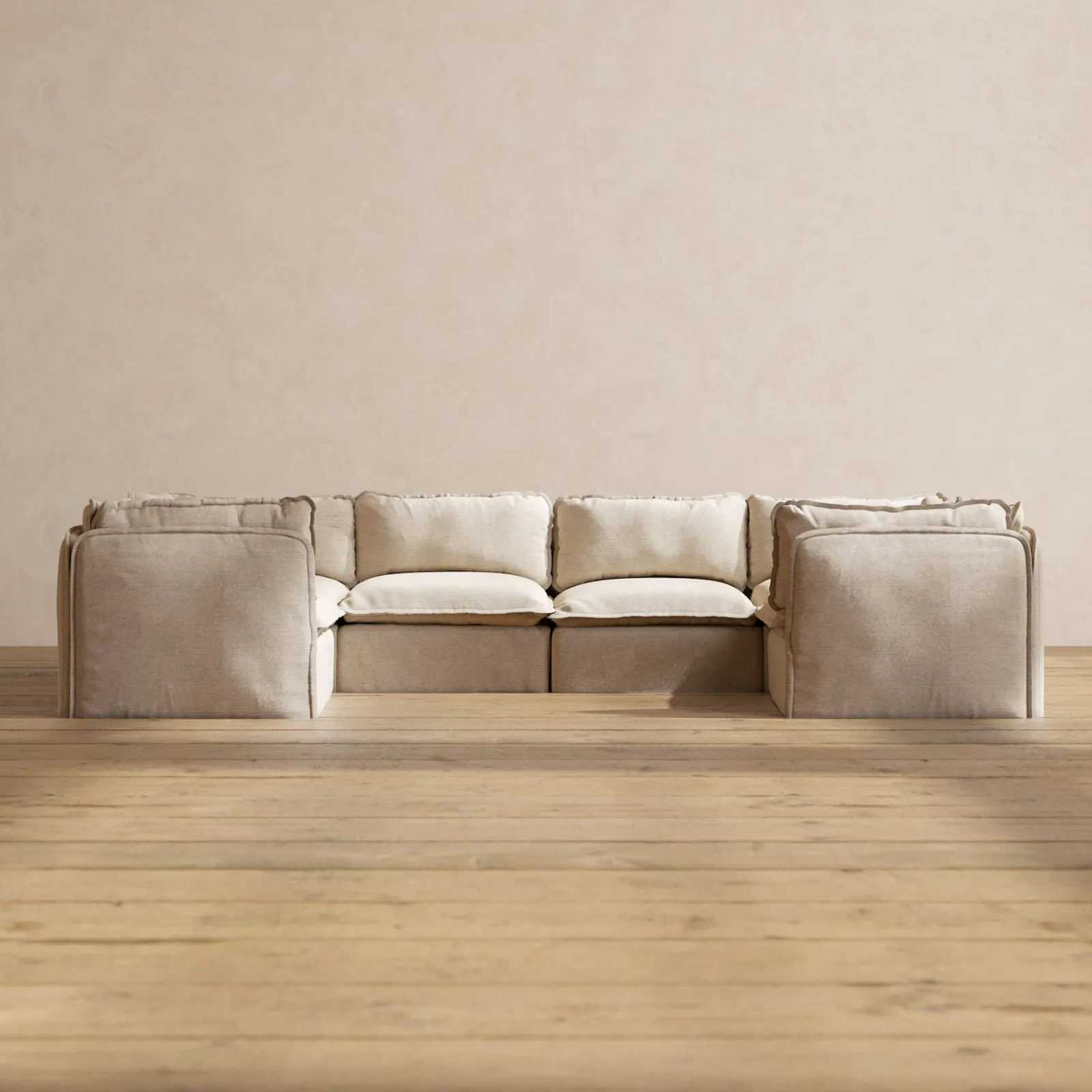 Slipcover Only - Modular Washable 6-Seater U-Sectional in Oat