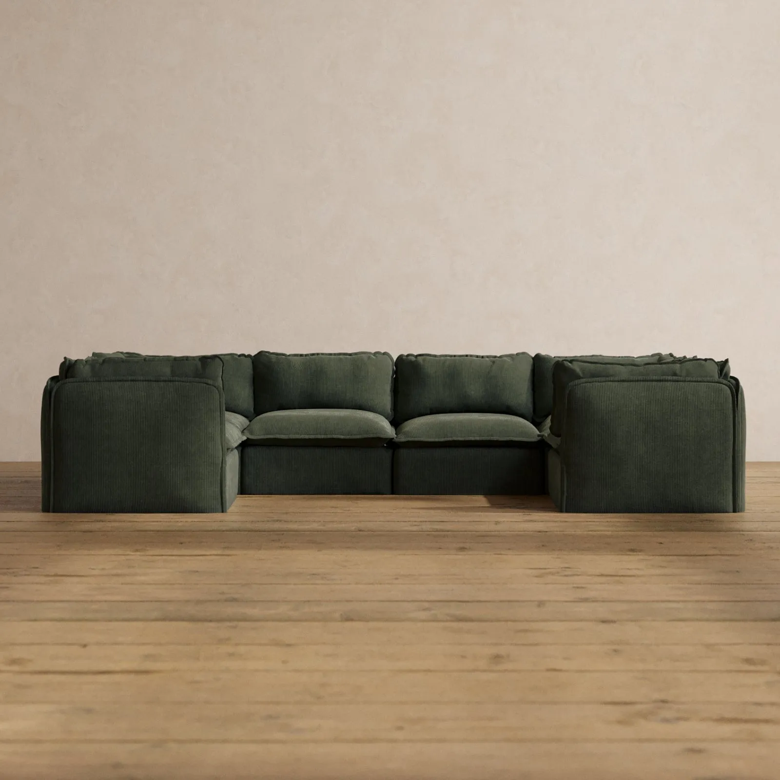 Slipcover Only - Modular Washable 6-Seater U-Sectional in Olivine