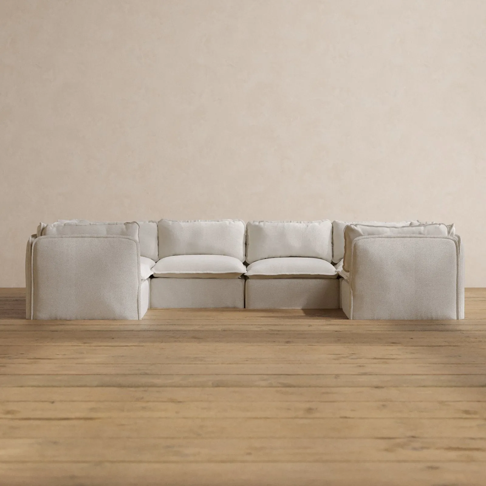Slipcover Only - Modular Washable 6-Seater U-Sectional in Powder