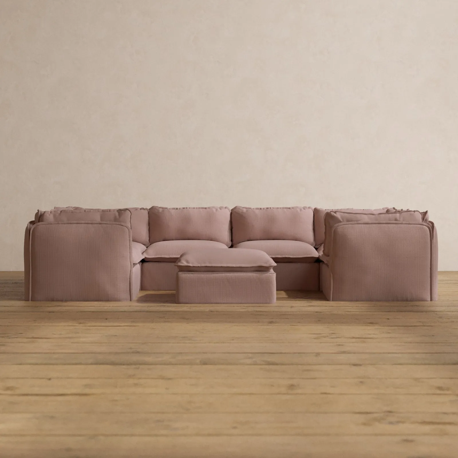 Slipcover Only - Modular Washable 6-Seater U-Sectional   Ottoman in Sakura