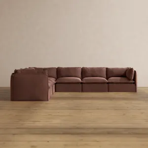 Slipcover Only - Modular Washable 7-Seater Corner Sectional in Chestnut
