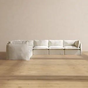 Slipcover Only - Modular Washable 7-Seater Corner Sectional in Eggshell