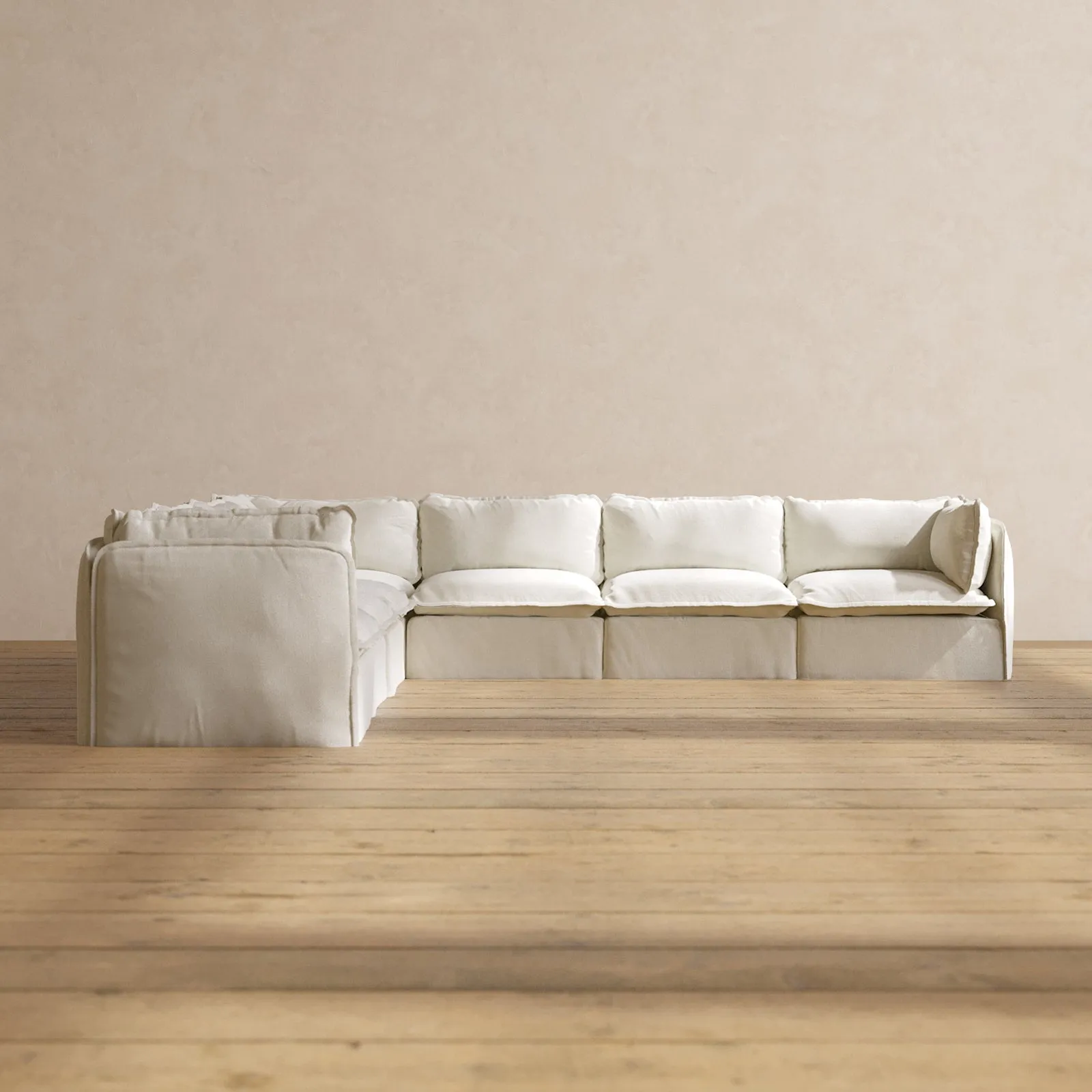 Slipcover Only - Modular Washable 7-Seater Corner Sectional in Eggshell