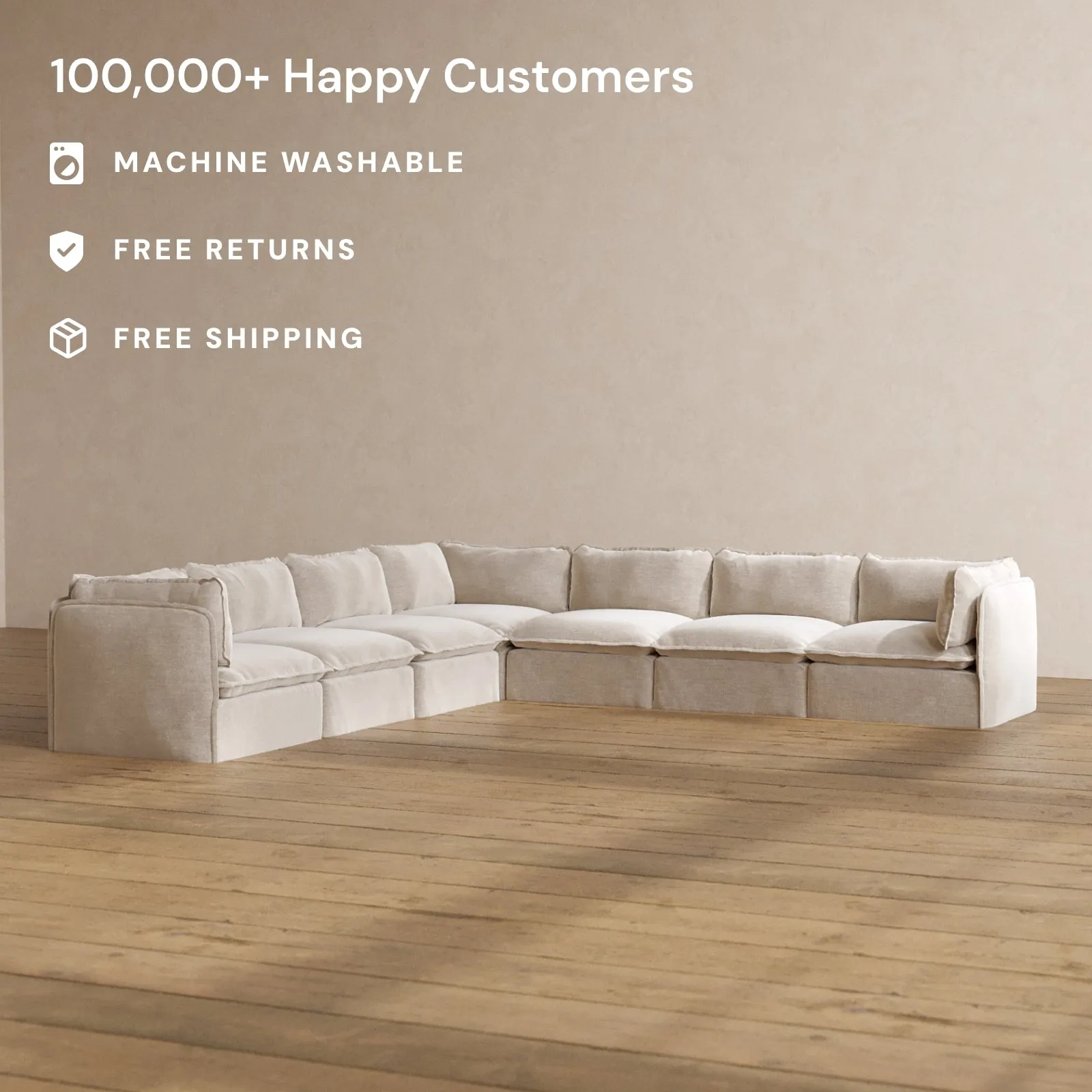 Slipcover Only - Modular Washable 7-Seater Corner Sectional in Mist