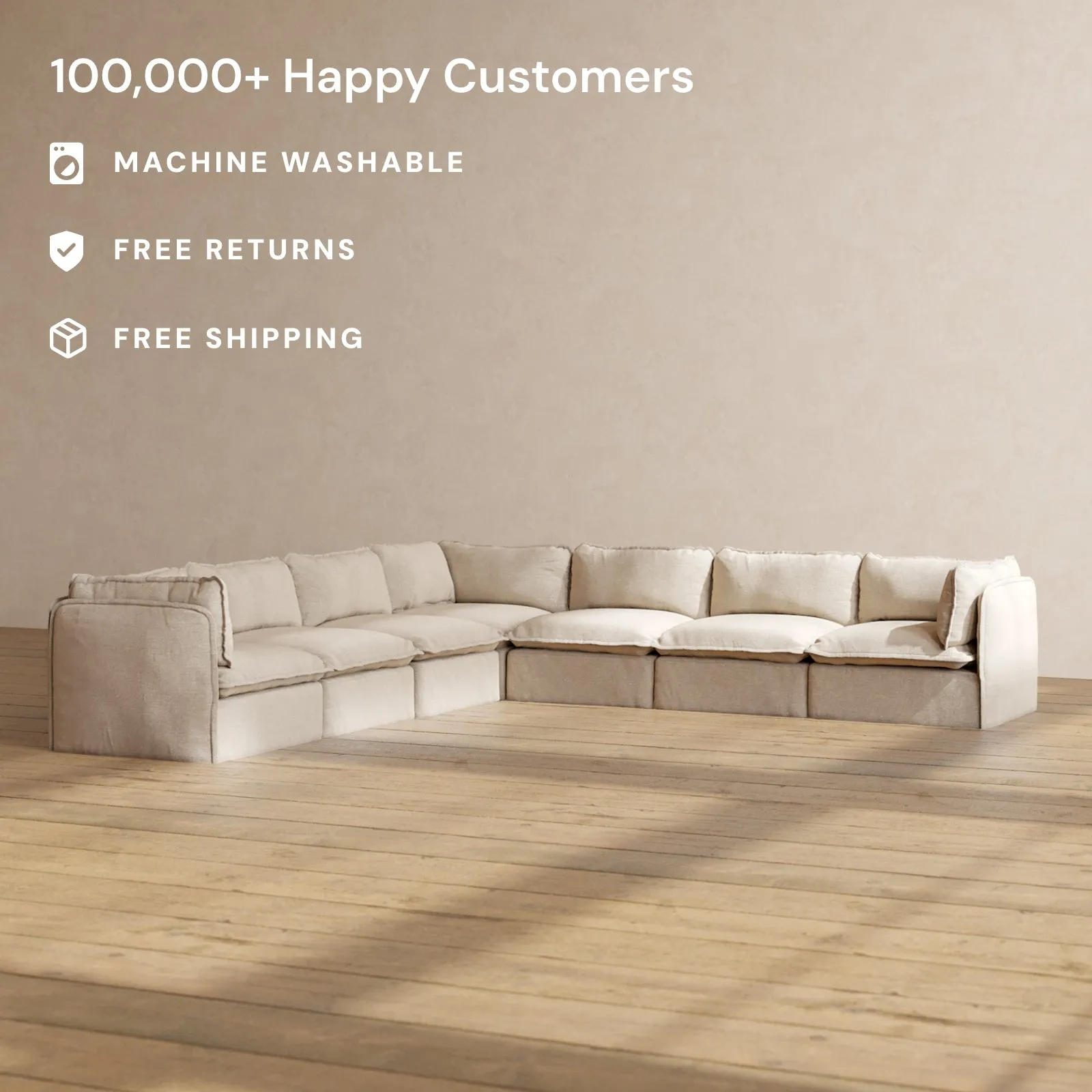 Slipcover Only - Modular Washable 7-Seater Corner Sectional in Oat