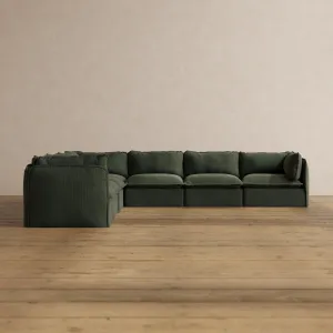 Slipcover Only - Modular Washable 7-Seater Corner Sectional in Olivine