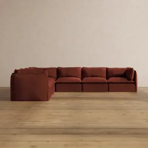 Slipcover Only - Modular Washable 7-Seater Corner Sectional in Rust