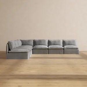 Slipcover Only - Modular Washable 7-Seater Open-Ends Corner Sectional in Ash