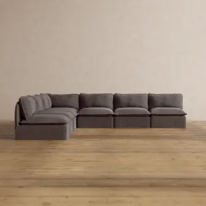 Slipcover Only - Modular Washable 7-Seater Open-Ends Corner Sectional in Caviar