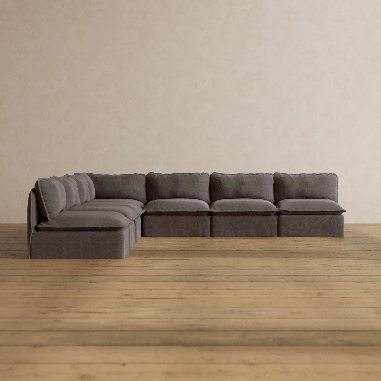 Slipcover Only - Modular Washable 7-Seater Open-Ends Corner Sectional in Caviar