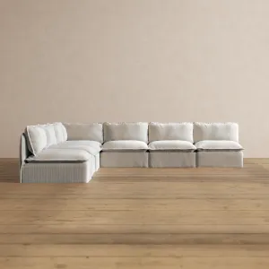 Slipcover Only - Modular Washable 7-Seater Open-Ends Corner Sectional in Milk