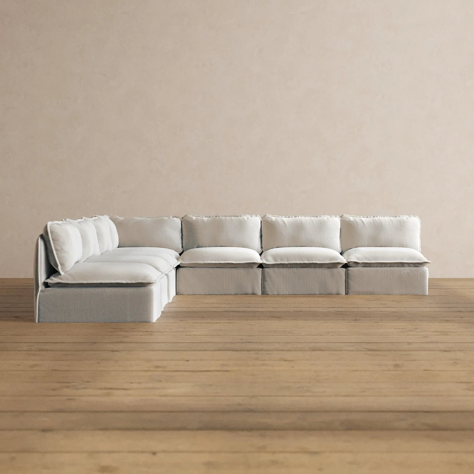 Slipcover Only - Modular Washable 7-Seater Open-Ends Corner Sectional in Milk