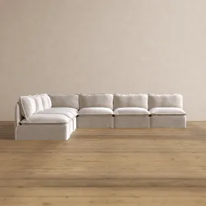 Slipcover Only - Modular Washable 7-Seater Open-Ends Corner Sectional in Mist