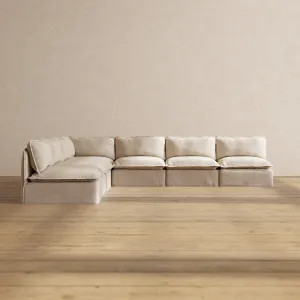 Slipcover Only - Modular Washable 7-Seater Open-Ends Corner Sectional in Oat
