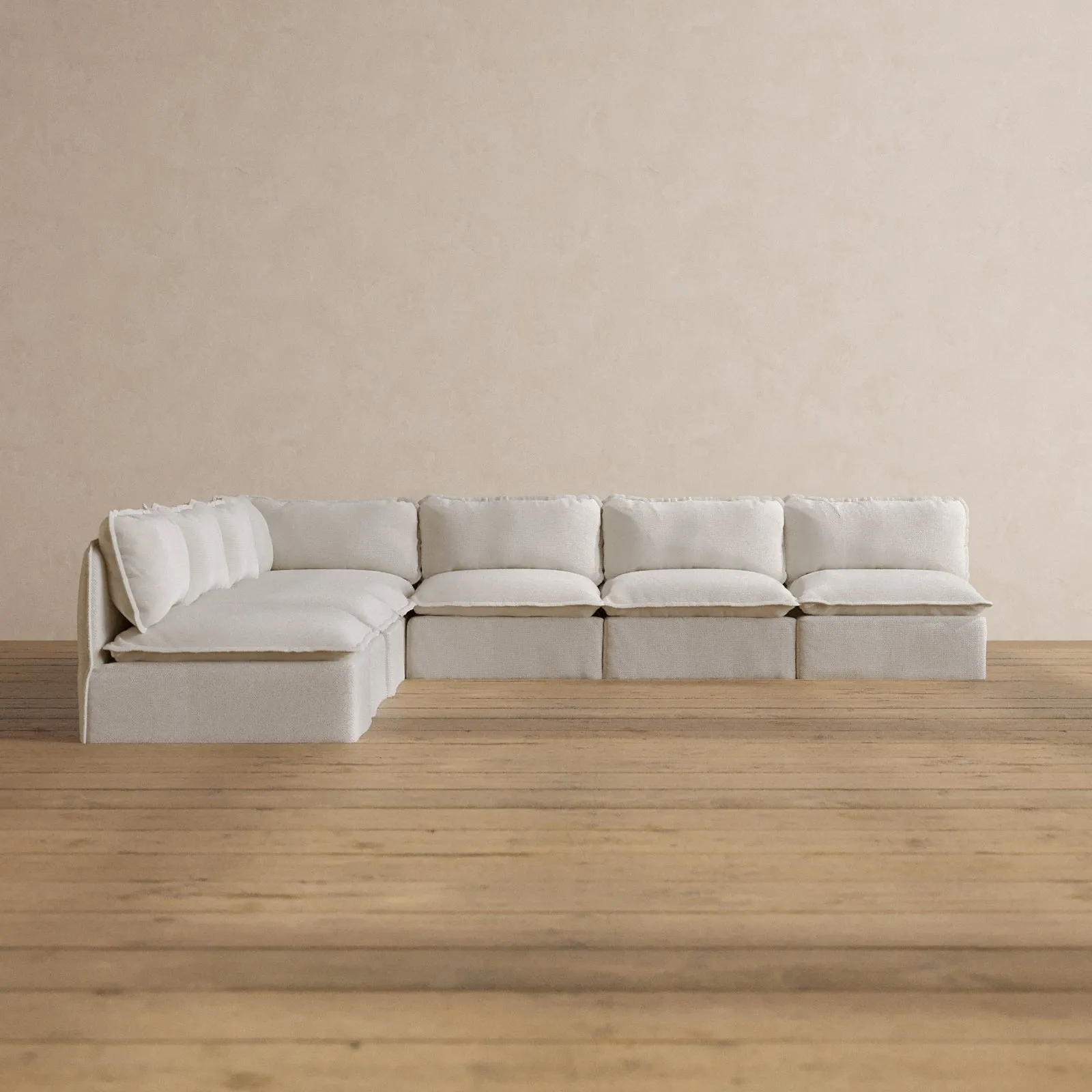 Slipcover Only - Modular Washable 7-Seater Open-Ends Corner Sectional in Powder