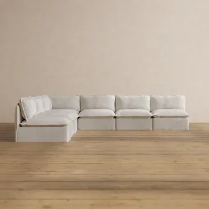 Slipcover Only - Modular Washable 7-Seater Open-Ends Corner Sectional in Powder