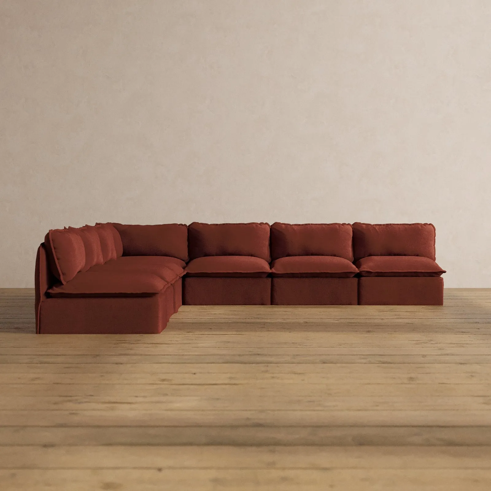 Slipcover Only - Modular Washable 7-Seater Open-Ends Corner Sectional in Rust