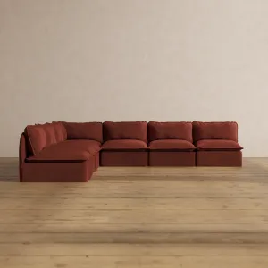 Slipcover Only - Modular Washable 7-Seater Open-Ends Corner Sectional in Rust