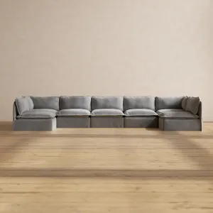 Slipcover Only - Modular Washable 7-Seater Open-Ends U-Sectional in Ash