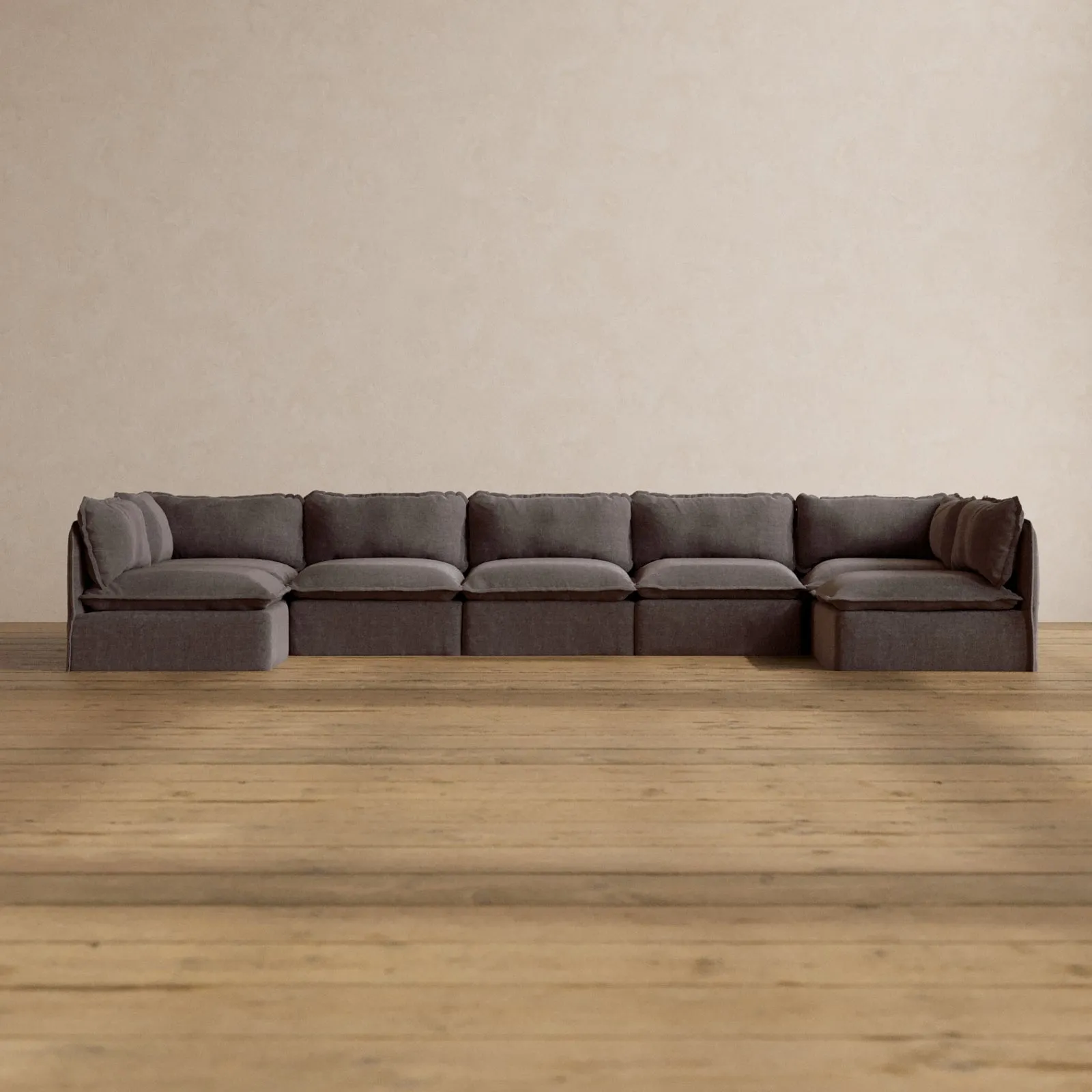 Slipcover Only - Modular Washable 7-Seater Open-Ends U-Sectional in Caviar