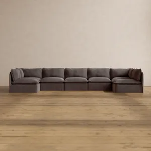 Slipcover Only - Modular Washable 7-Seater Open-Ends U-Sectional in Caviar
