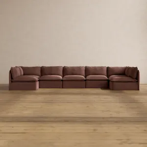 Slipcover Only - Modular Washable 7-Seater Open-Ends U-Sectional in Chestnut