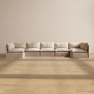 Slipcover Only - Modular Washable 7-Seater Open-Ends U-Sectional in Oat